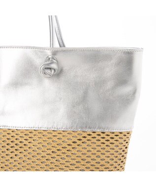 UNBILLION ペルケ perche / エステルメッシュ・牛革付属トート シルバー