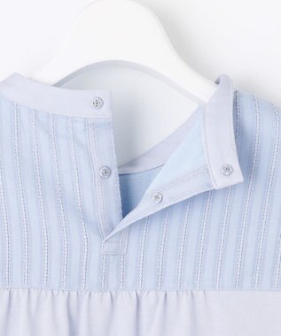 J.PRESS LADIES L 【洗える】プレーティングジャージー モックネックカットソー サックス系