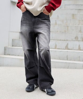 WEGO 【S～Lサイズ展開/ウエスト調整可】パラシュートデニムパンツ デニムブラックソノタ