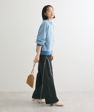 Green Parks ベロアモールモックネックニットプルオーバー Blue