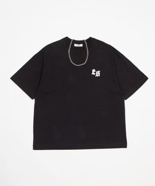 WEGO 【ユニセックス着用ITEM/MLサイズ展開】アクセ付きストレートライングラフィックT（SS） ブラック