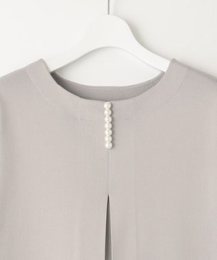 自由区 S 【前後着用可・洗える】パールディティールニット ワンピース ライトグレー系