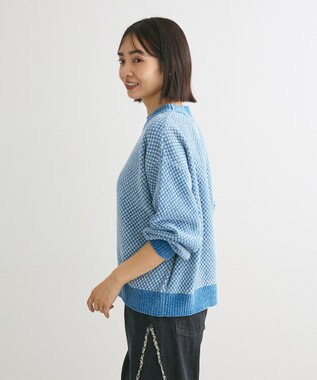 Green Parks ベロアモールモックネックニットプルオーバー Blue