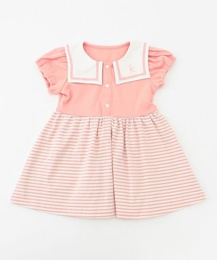 組曲 KIDS 【80-90cm】セーラーボーダー ワンピース ピンク系1