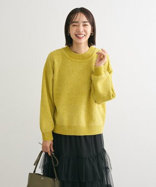 Green Parks ベロアモールモックネックニットプルオーバー Yellow