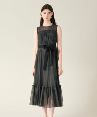 GRACE CONTINENTAL プリーツロングドレス グレー