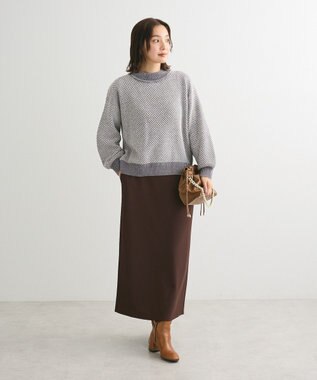 Green Parks ベロアモールモックネックニットプルオーバー Gray