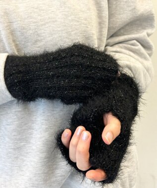 WEGO キラキラファーアームカバー ブラック