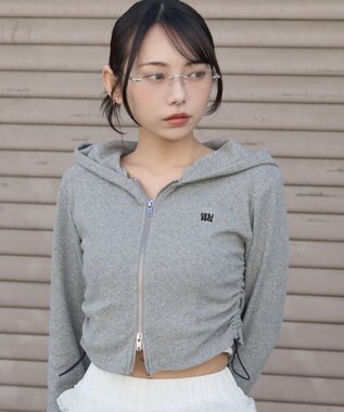 WEGO リブジップパーカー 杢グレー