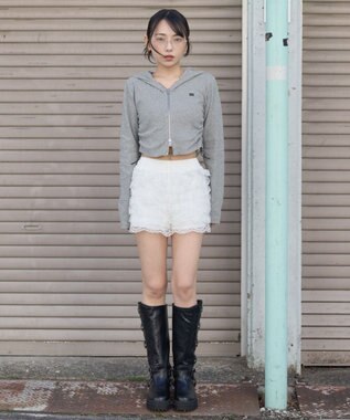 WEGO リブジップパーカー 杢グレー