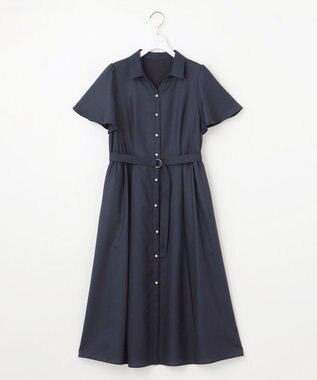 ANY SIS L 【接触冷感・UVカット・速乾】スムージーポリエステル シャツワンピース ネイビー