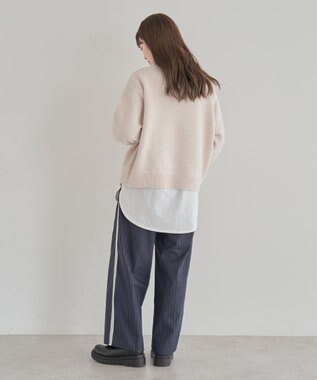 Green Parks ベロアモールモックネックニットプルオーバー Beige