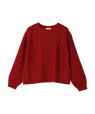 earth music&ecology ウォッシャブルケーブルプルオーバー Red