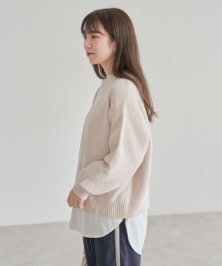 Green Parks ベロアモールモックネックニットプルオーバー Beige