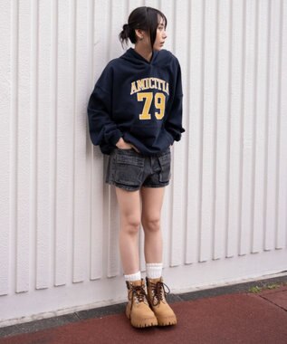 WEGO グラフィックビッグプルパーカー ネイビー