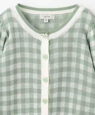 ANY KIDS ギンガム総柄ニット カーディガン グリーンギンガム