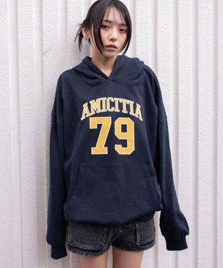 WEGO グラフィックビッグプルパーカー ネイビー