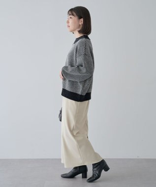 Green Parks ベロアモールモックネックニットプルオーバー Black