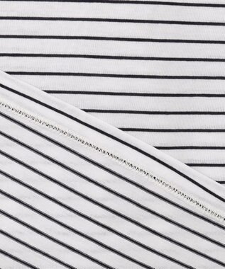 J.PRESS LADIES 【接触冷感・UVケア】 スムースジャージー タックスリーブ ボーダー カットソー ネイビー系1