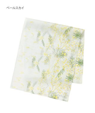 MOONBAT 【シルク100%】FURLA (フルラ) ミモザ シルクシフォンプリントスカーフ 150cm×35cm  手洗い可能 ペールスカイ