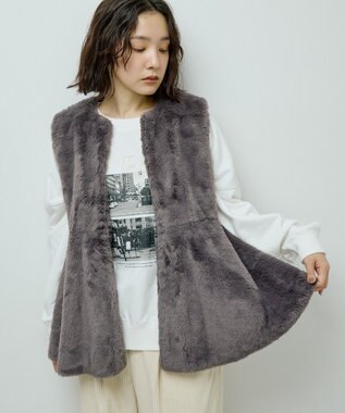 Green Parks ・ＥＬＥＮＣＡＲＥ　ＤＵＥ　ペプラムフェイクファーベ Charcoal Gray