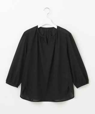 J.PRESS LADIES S 【WEB限定カラーあり・洗える・イージーケア】 アーネストストライプ スリットネック カットソー ブラック系1