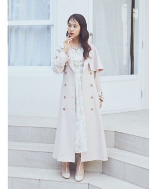 earth music&ecology ２ＷＡＹケープトレンチコート Pink Beige