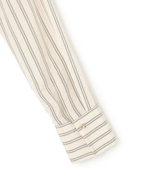 BEIGE， BOWEN / メタル釦ストライプシャツ Ecru Stripes