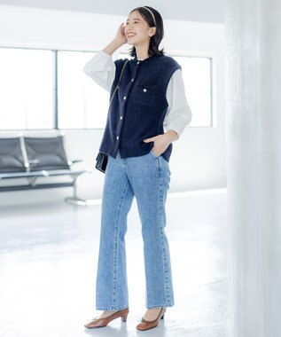 組曲 【WEB限定】ツィードニットベスト ネイビー系