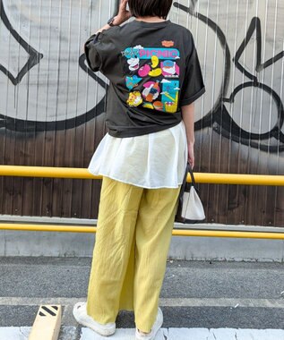 OP／FILA 【Ocean Pacific】ミッキー/水陸両用ビッグTシャツ/ユニセックス チャコールグレー