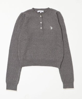 WEGO 【WEB限定/25年秋冬新作】別注USPOLOヘンリーネックニットPO グレー