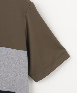 23区GOLF 【23Fondation】カラーブロック モックネックシャツ 一枚で主役級 ストレッチ性◎ カーキ系