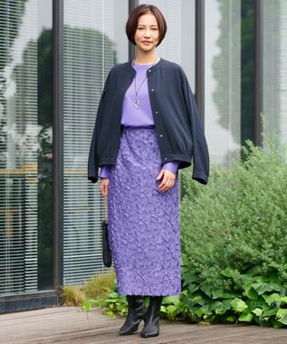 自由区 S YONEZAWAレーシージャガード スカート パープル系