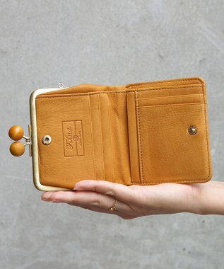 FOLNA RD ドット型押し ウッドボールがま口財布 キャメル