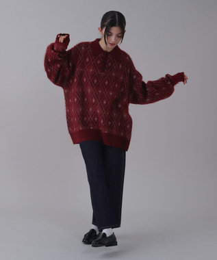 WEGO 【ユニセックス着用ITEM】アーガイルニットポロ ワイン