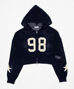 WEGO ナンバリングメッシュニットパーカー ネイビー
