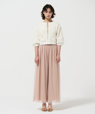 GRACE CONTINENTAL チュールフリルニットブルゾン ホワイト