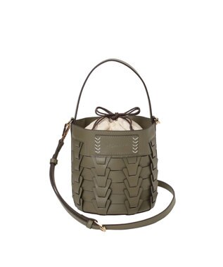 LA BAGAGERIE 【veganview】v piece mesh bucket bag カーキ