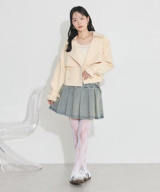 earth music&ecology バックフレアショートトレンチコート Light Beige