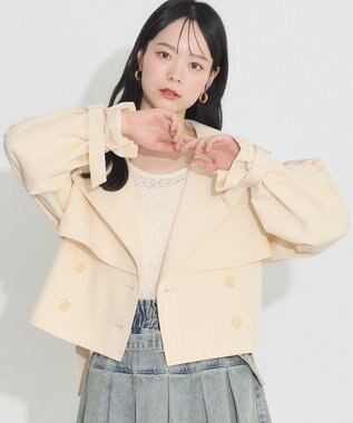 earth music&ecology バックフレアショートトレンチコート Light Beige