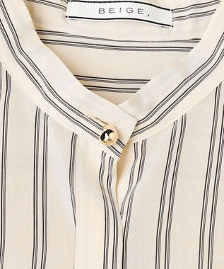 BEIGE， BOWEN / メタル釦ストライプシャツ Ecru Stripes