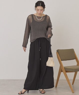 AMERICAN HOLIC 【マルチ機能】ドライタッチワイドパンツ Black