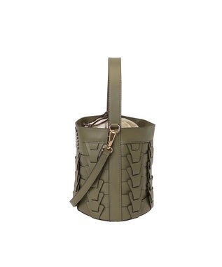 LA BAGAGERIE 【veganview】v piece mesh bucket bag カーキ