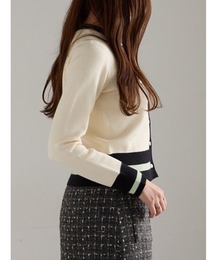 Te chichi バイカラークラシカルカーディガン オフホワイト