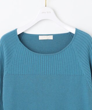 ANY SIS 【ウールブレンドシリーズ】ベースネックリブコンビ ニット ブルー