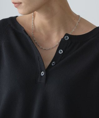 AMERICAN HOLIC ２ＷＡＹバイパチヘンリーネックニットプルオーバー Black