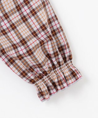 組曲 KIDS 【150-160㎝】リセチェックシャツ ワンピース グレー×ブラウン系