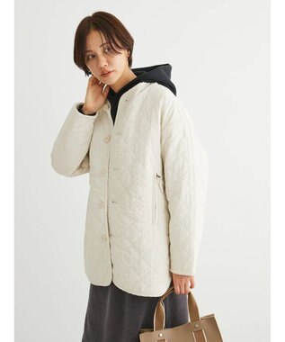 Green Parks キルティングノーカラーブルゾン Ecru