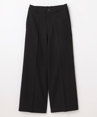 ANY L 【洗濯機可/ストレッチ/ウエストゴム/裏起毛】マルチファンクションストレッチワイドパンツ ブラック