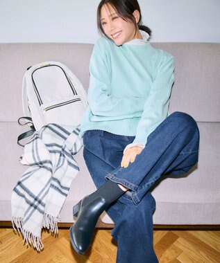 ANY L ウール混リブタートルネックカットソー エクリュ